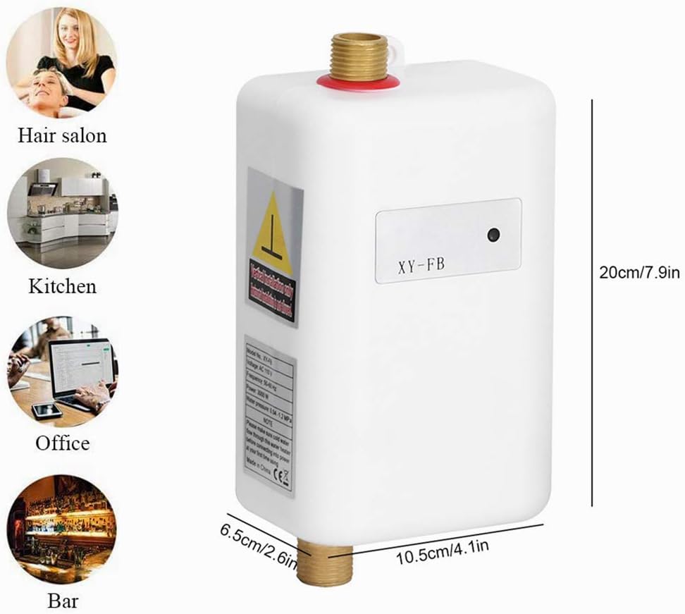 aufee Instant Water Heater, White Mini Tankless Instant Hot Water Heater Bathroom Kitchen Washing with LED Indicator Light for Hot an