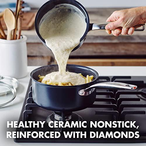 Green Pan greenpan prime midnight hard anodized healthy ceramic nonstick, 1qt and 2qt saucepan pot set with lids, pfas-free, dishwasher