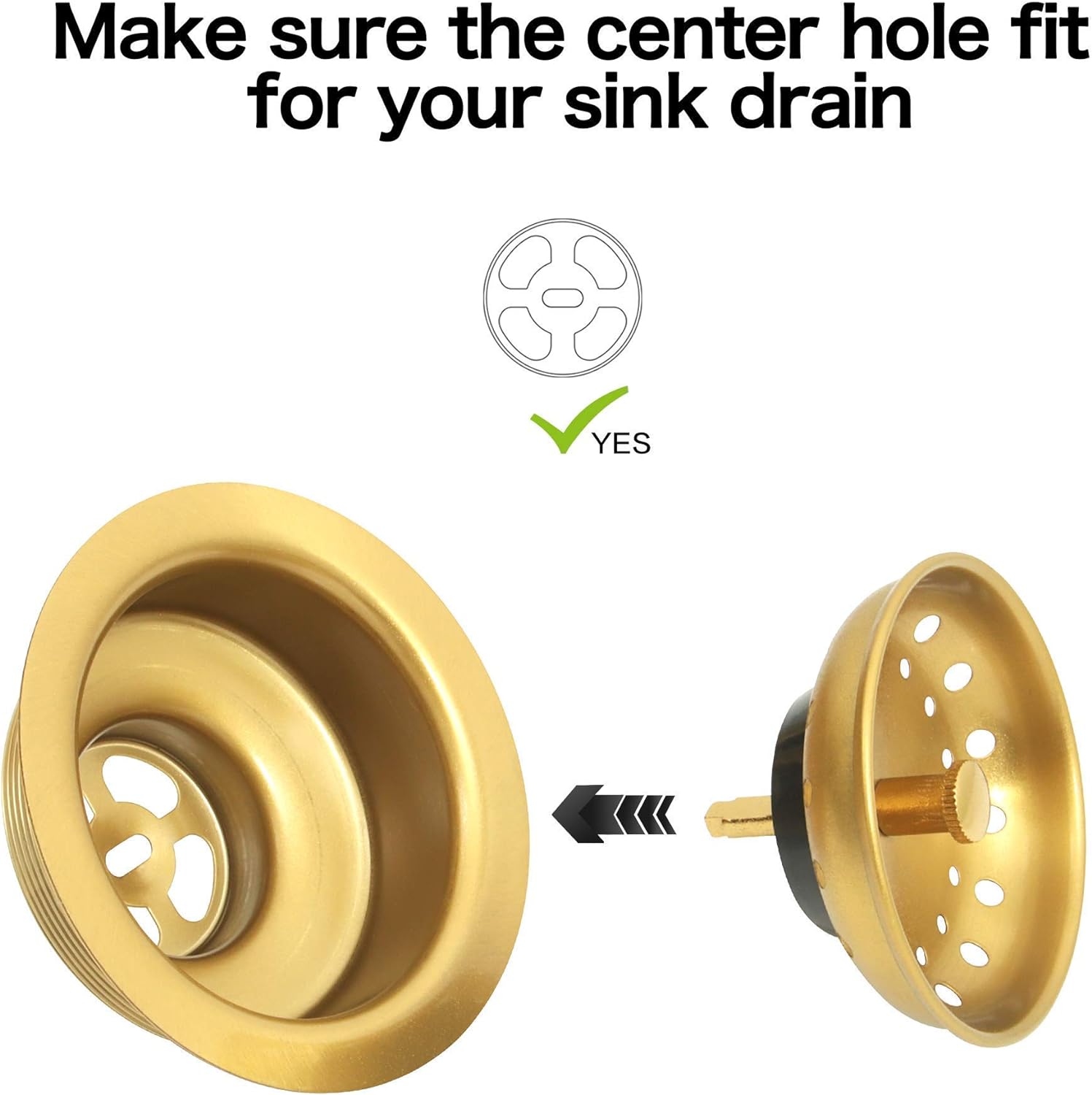 Zeesink Gold Sink Strainer,Gold Kitchen Sink Drain,Kitchen Sink Stopper, Stainless Steel Sink Strainer Stopper