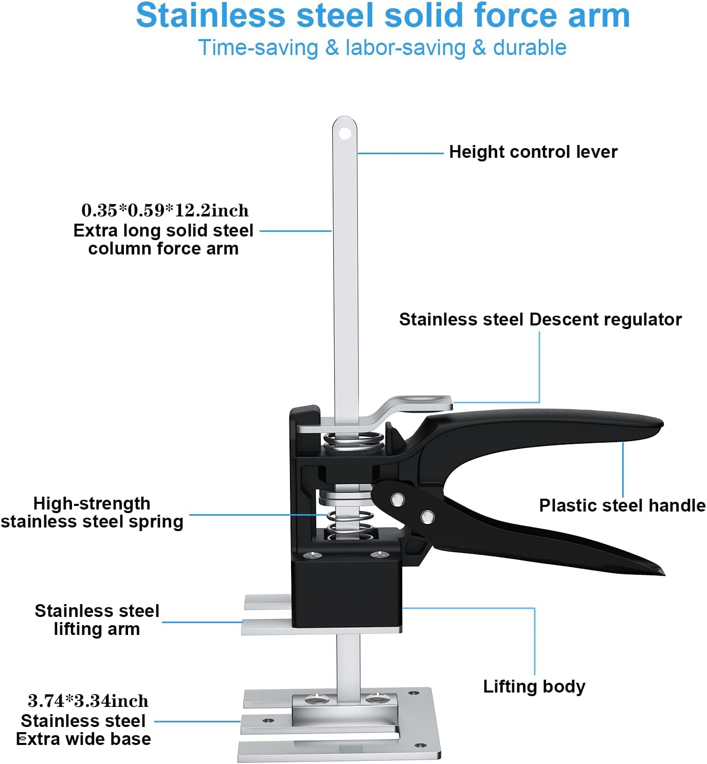 BOXmime Labor Saving arm Tool-12 inch Portable Height Adjustable Labor-Saving arm Lift Jack ,Precision Clamping Hand Tool Device for Dr