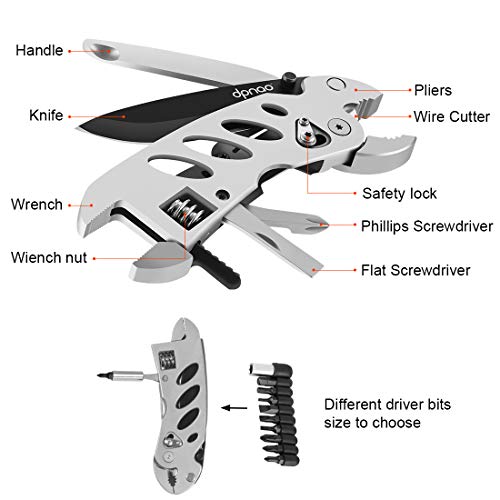 dpnao Multitool Wrench With 7 Tools/Pliers/Wire Cutter/Flat Screwdriver/Phillips Screwdriver/Portable Folding Multifunctional Ad