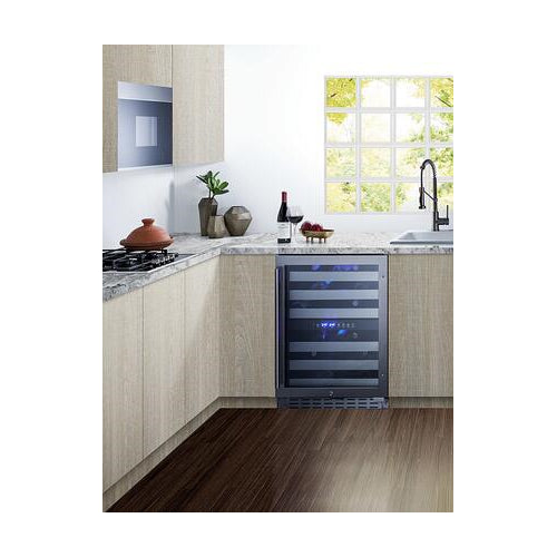 Summit ALWC532 24 Stainless Steel ADA Compliant Wine Cooler 46 Bottle in Stainless Steel With Black Cabinet