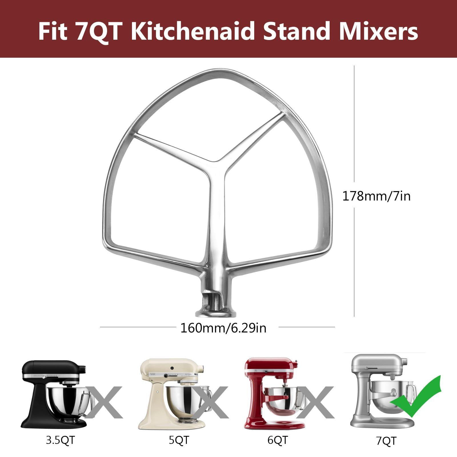 letoms flat beater for kitchenaid 7 qt bowl-lift stand mixers, stainless steel paddle accessories for kitchenaid mixer, dishw