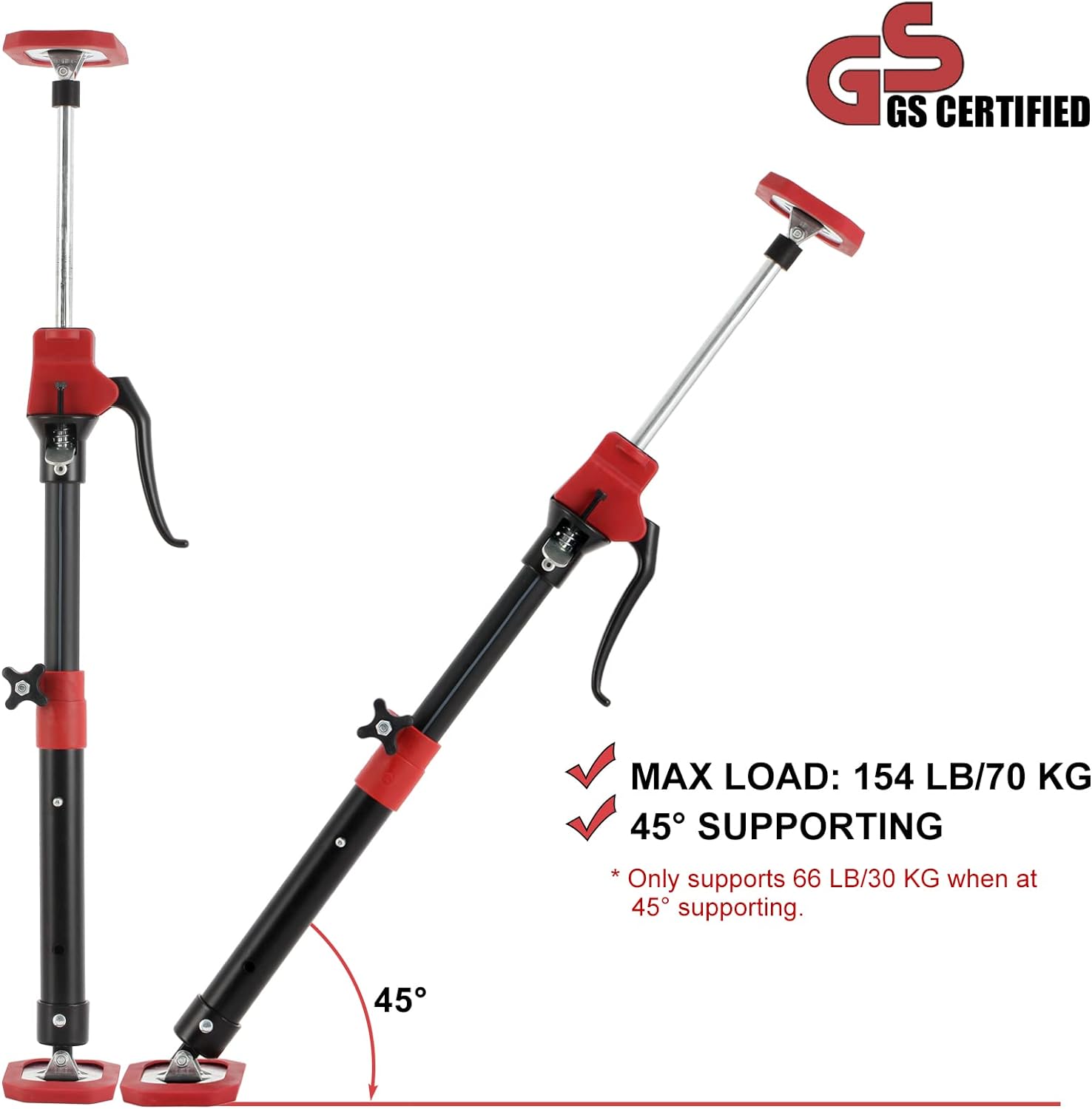 Xinqiao Third Hand Tool 3rd Hand Support System, Premium Steel Support Rod with 154 LB Capacity for Cabinet Jack, Drywall Jack
