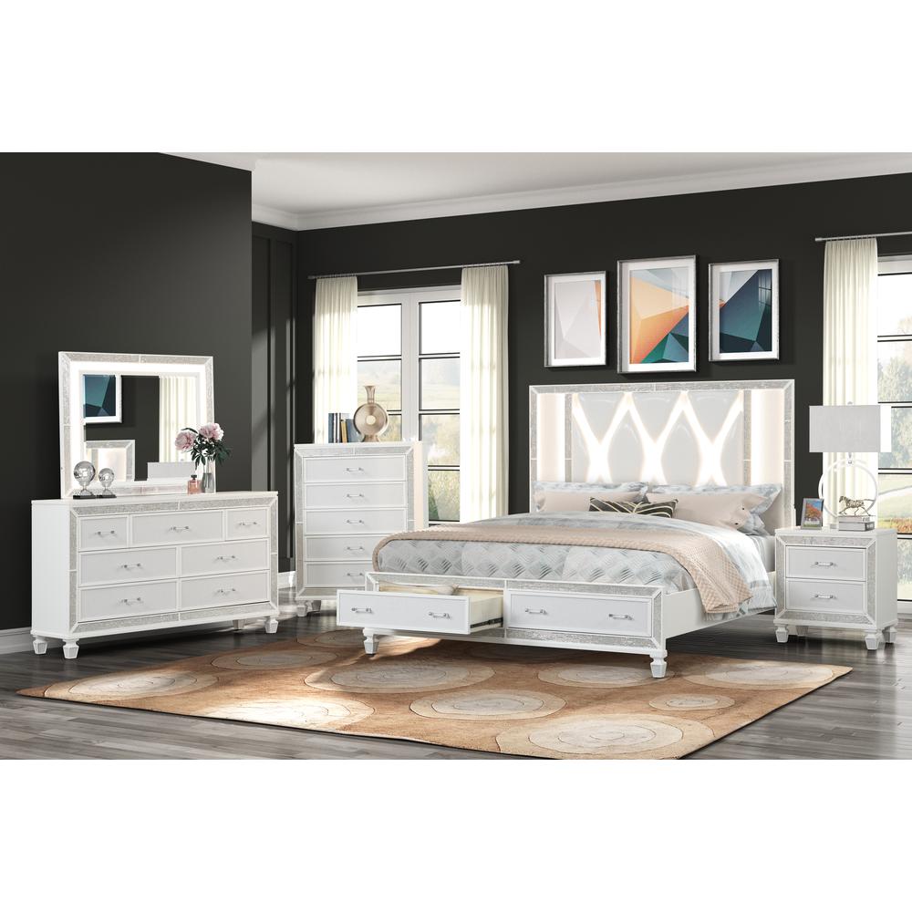 Galaxy Home Furnishings  CrystalBedroom Set Made with Wood in Mirror Accent  LED Headboard
