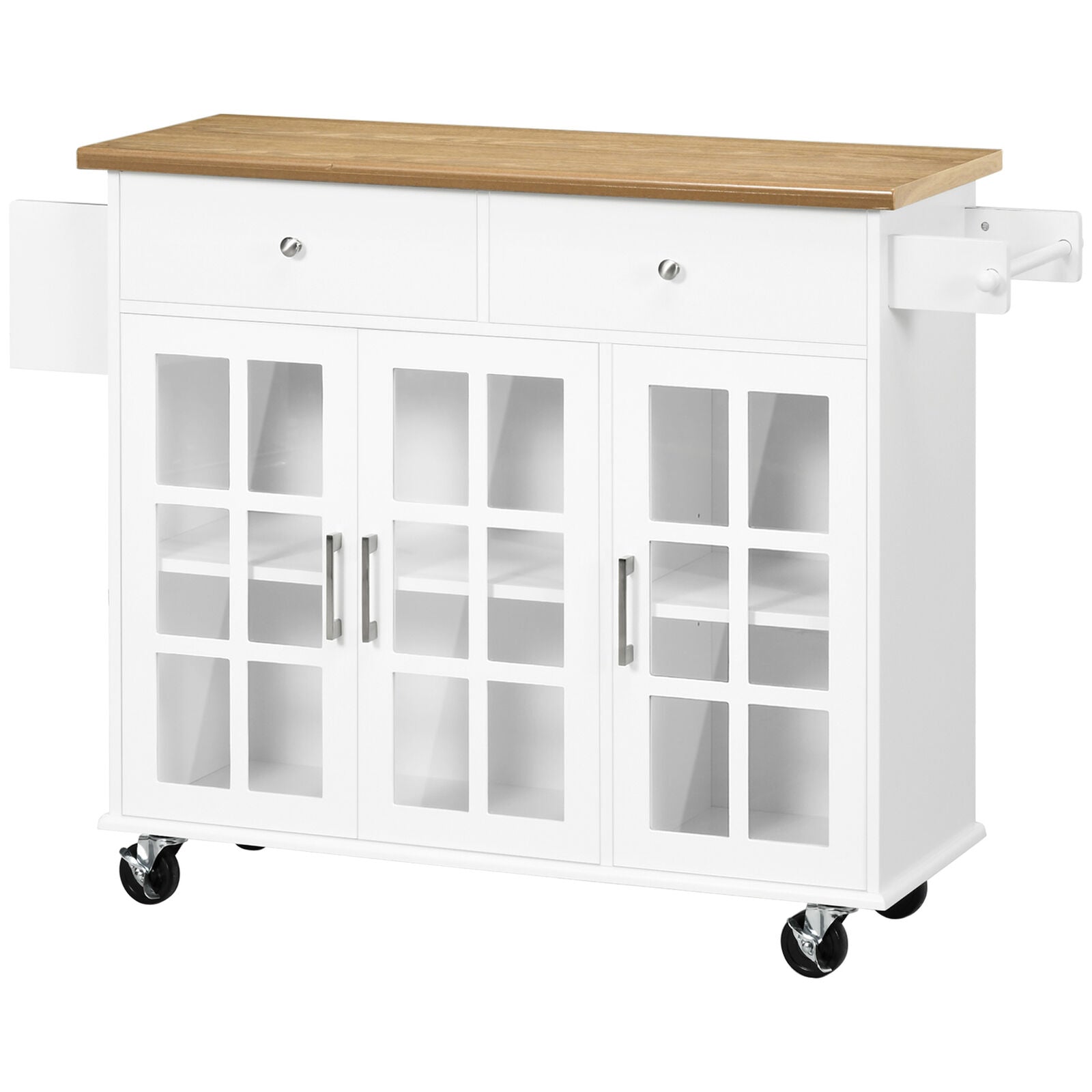 GCP Products Kitchen Island On Wheels With Drawers, Cupboards, Towel Rack