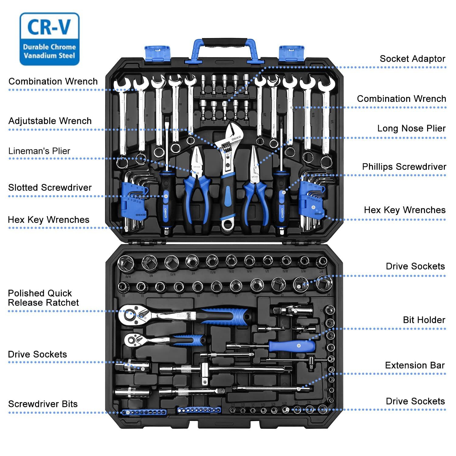 dekopro 118 piece tool kit professional auto repair tool set combination package socket wrench with most useful mechanics too