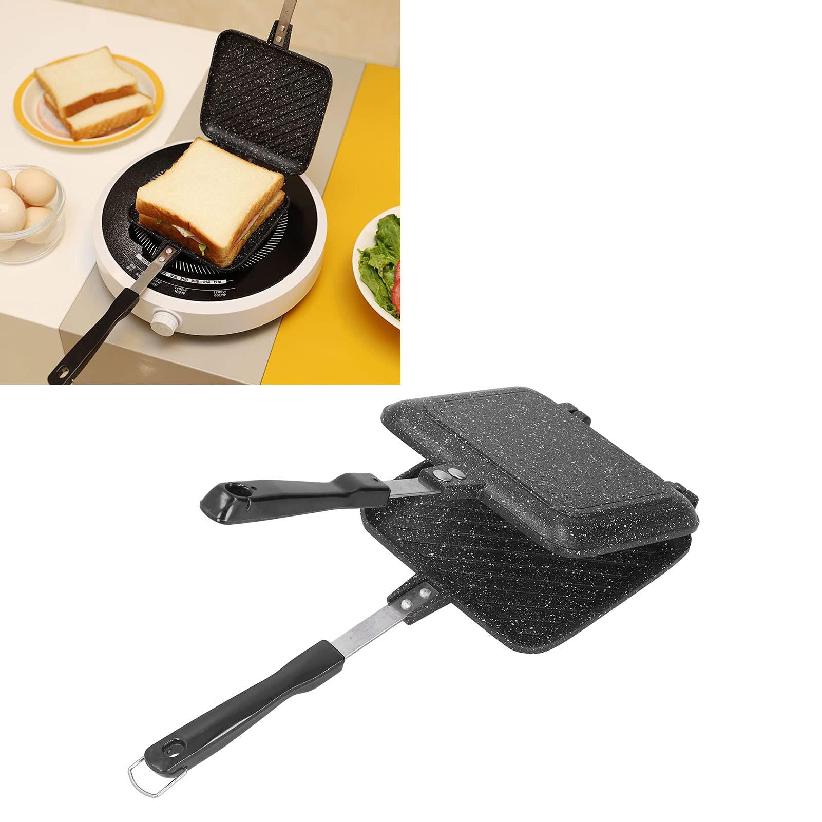 joyzan stovetop sandwich maker, double sided hot nonstick toasted frying pan panini press grilled waffle cooker flip plates baking c