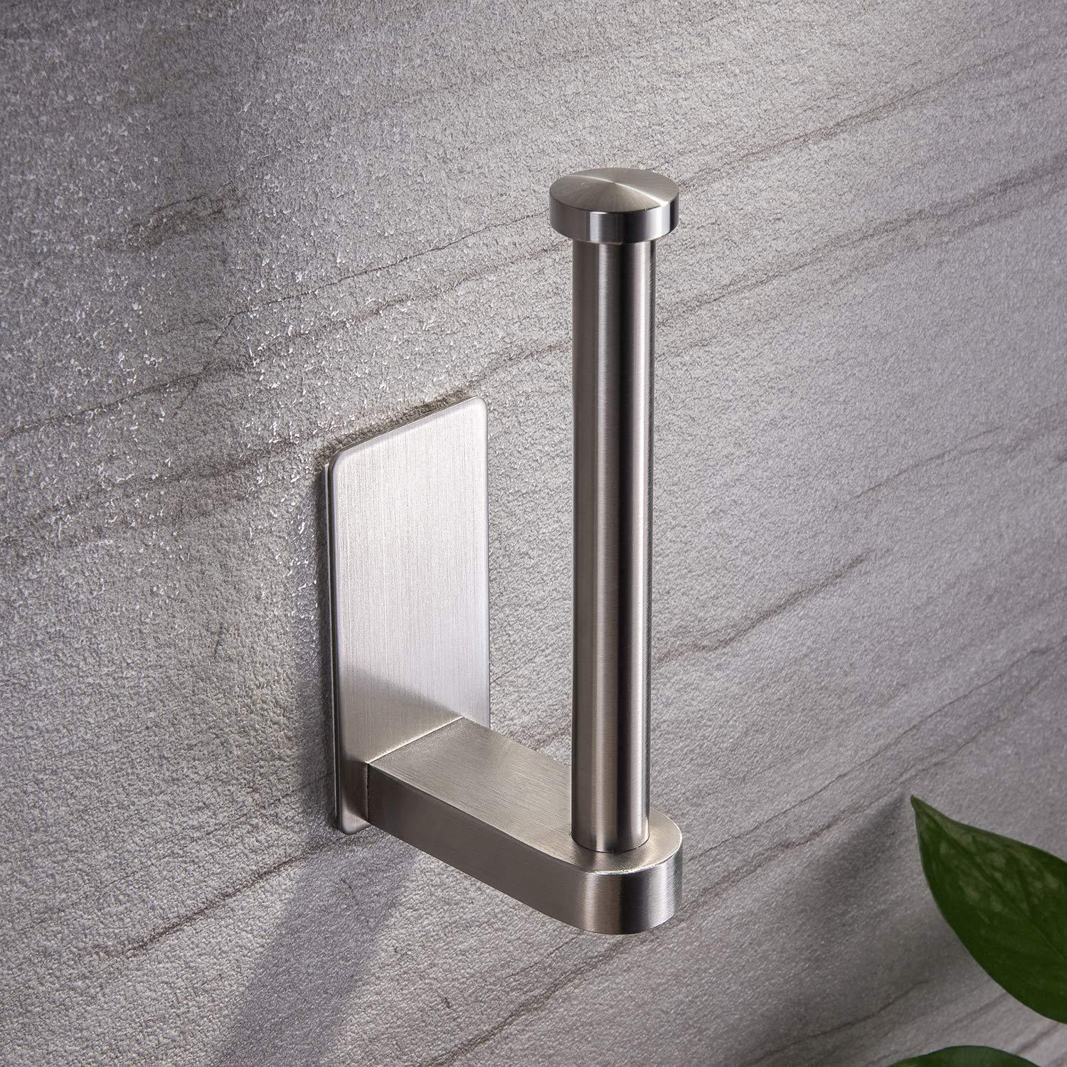 yigii self adhesive toilet paper holder - bathroom toilet paper holder stand no drilling stainless steel brushed