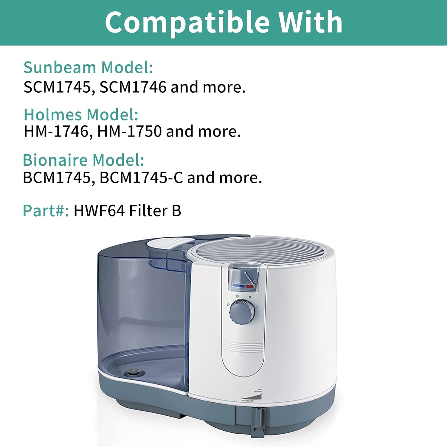 SUNRRA HWF64 Humidifier Filter for Sunbeam Humidifier Filter B, SCM1746, Long-Last