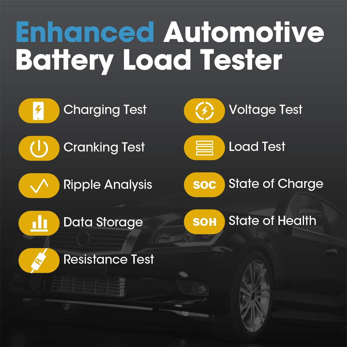 TOPDON BT Mobile Car Battery Tester 6V 12V Bluetooth Battery Load Tester, 100-2000CCA Wireless Automotive Alternator Tester