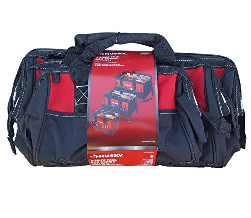 husky 18 in., 15 in. and 12 in. tool bag combo in red