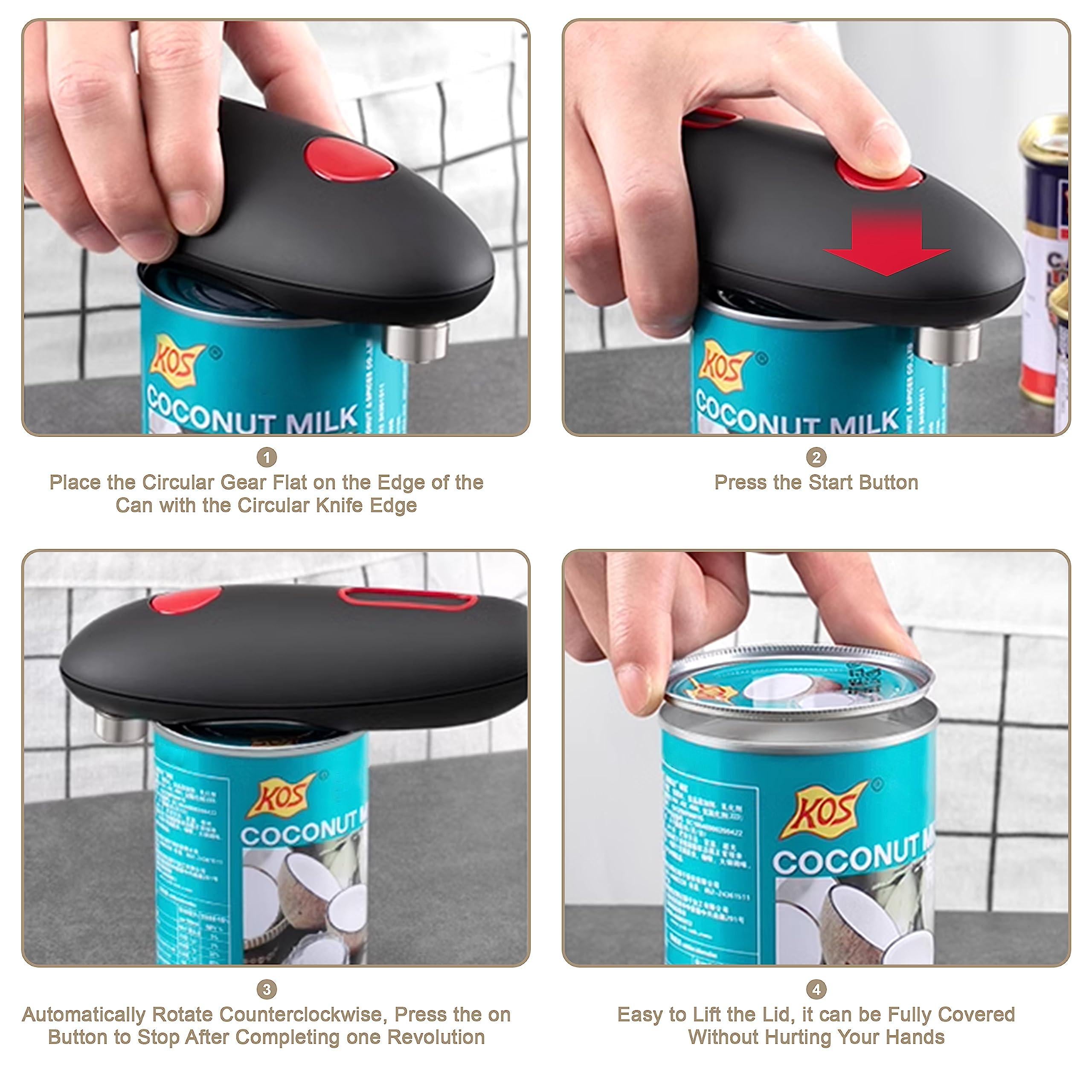 qckj can opener electric, one touch automatic can opener with smooth edge, battery operated, kitchen gifts for cooks, housewi