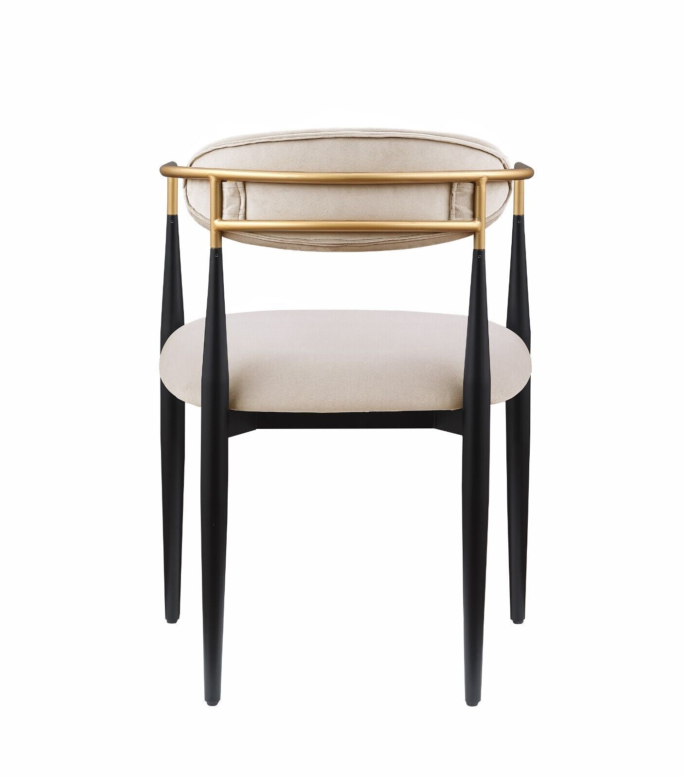 Esofastore Modern Stylish Dining Chairs Set of 2 Taupe Fabric Upholstered Seat Backrest Black Frame Luxury Dining Furniture