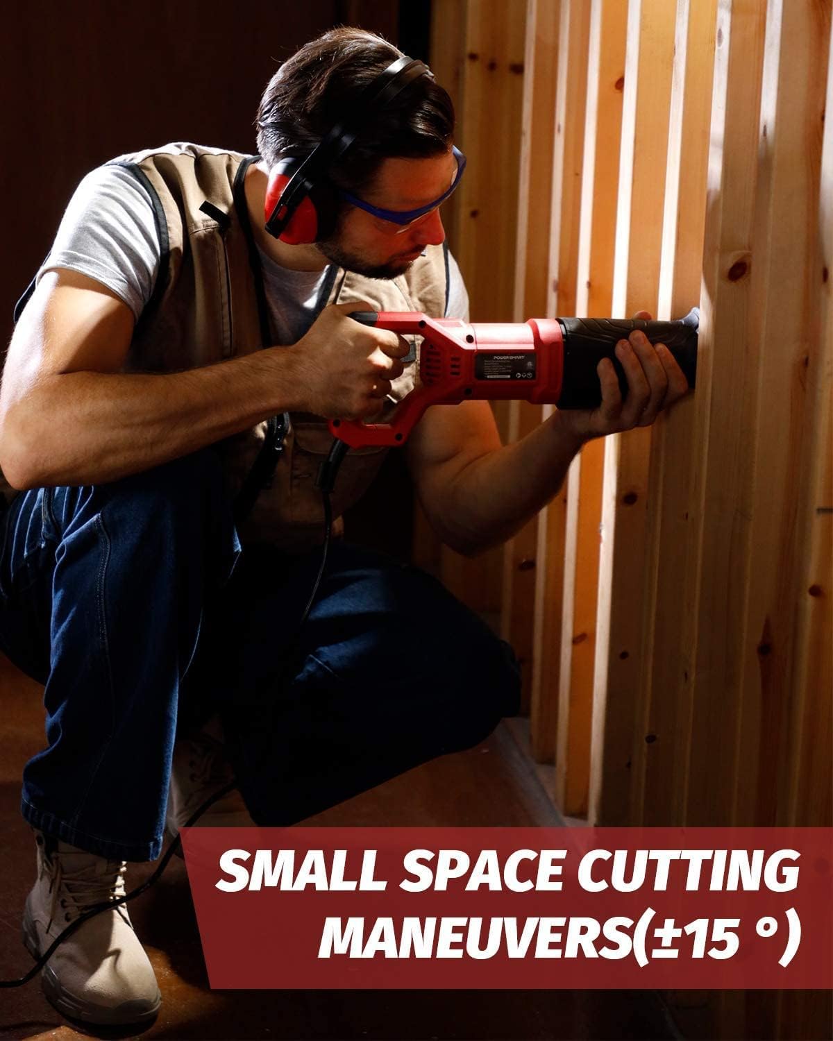 PowerSmart Reciprocating Saw - 7.5 Amp No-load Speed 2800SPM Reciprocating Saw Corded, Electric Hand Saw Sawzall, 5 Blades for Cutting Woo