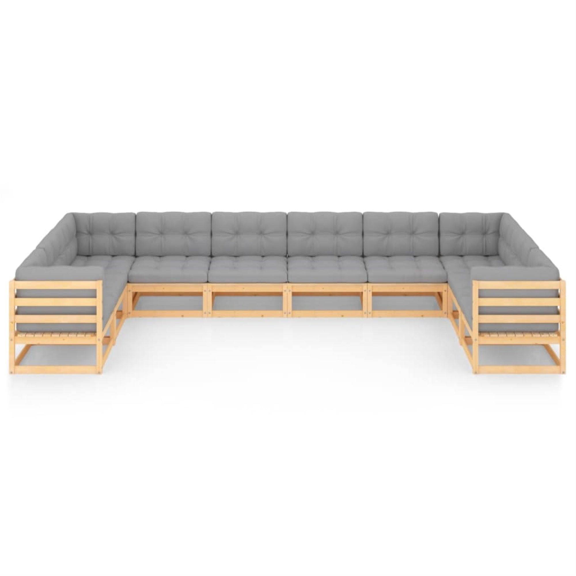 vidaXL 10 Piece Garden Lounge Set with Cushions Solid Pinewood Brown
