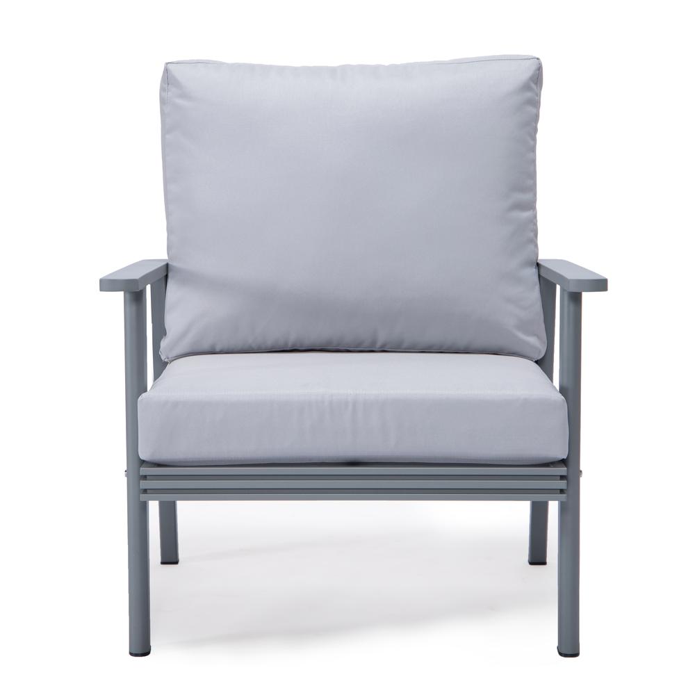 Leisuremod 3-Piece Outdoor Patio Set with Grey Aluminum Frame and Loveseat and Armchairs