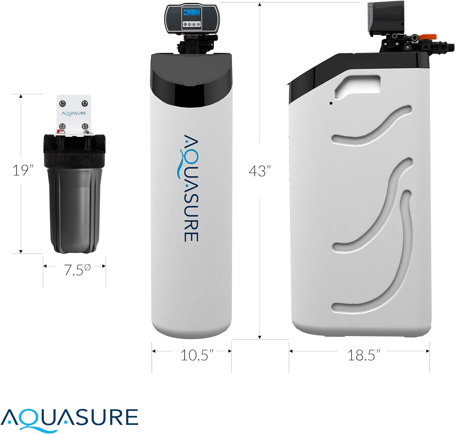 Aquasure Harmony Lite All-In-One Water Softener w/Triple Purpose Pre-Filter, 34,000 Grain, Low Maintenance, Water Saving Tech