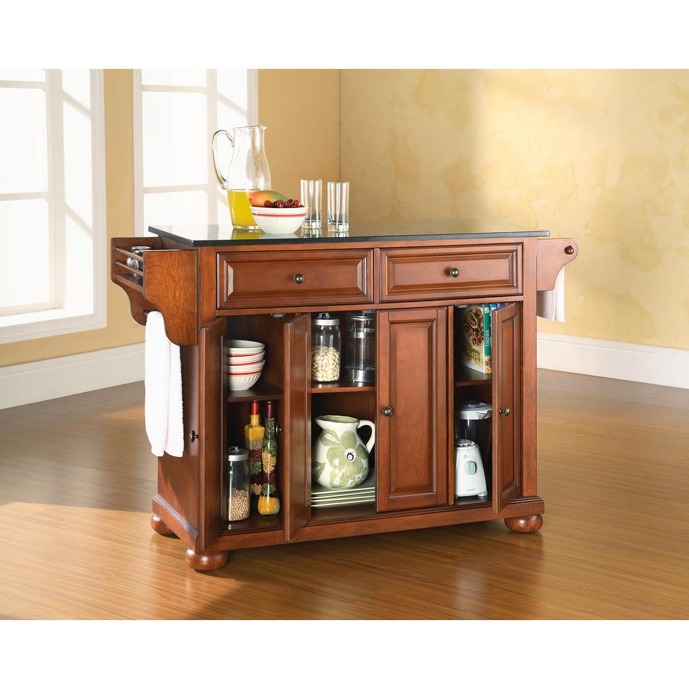 Crosley Furniture Alexandria Granite Top Full Size Kitchen Island/Cart Cherry/Black