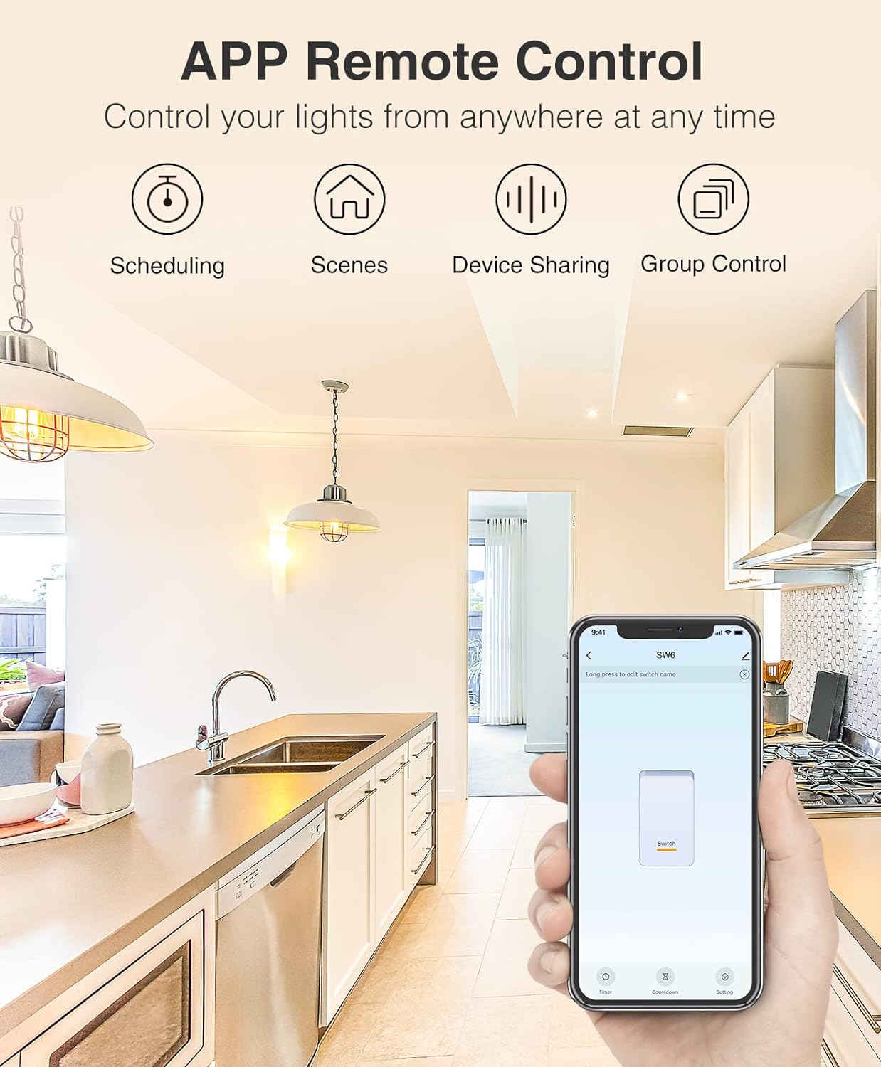 Generic Smart Switch, 3 Way Wi-Fi Light Switch Compatible with Alexa and Google Home, 2.4GHz Schedule Timer, Neutral Wire Required, 3-W