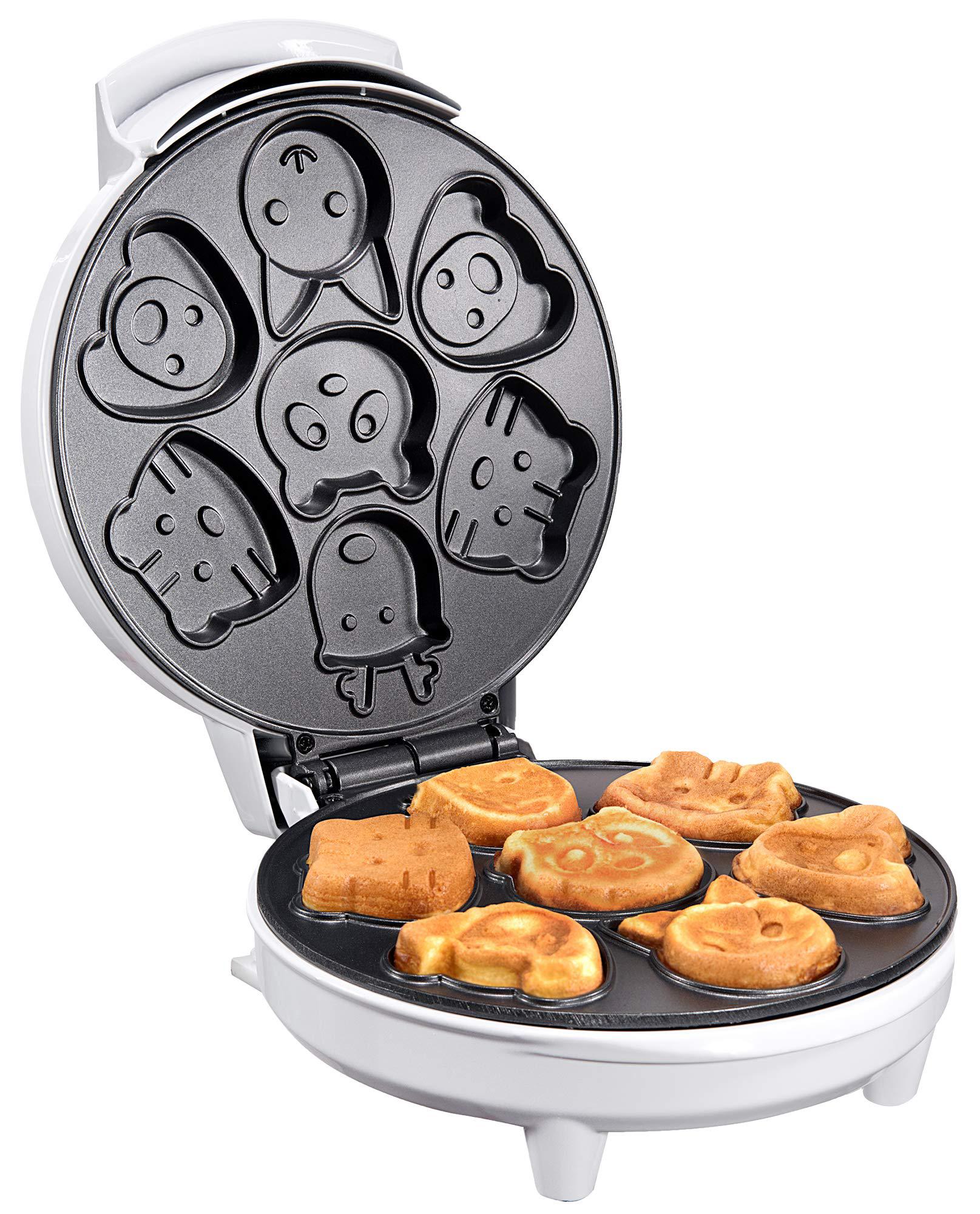 Tettonia kids mini pancake maker with 7 fun animal face shapes - easy to use non-stick electric griddle waffle maker by tettonia