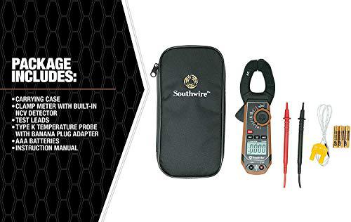 southwire tools &a; equipment 21510n clamp meter, third-hand test probe holder, 400a ac current range, cat iii 600v safety rati