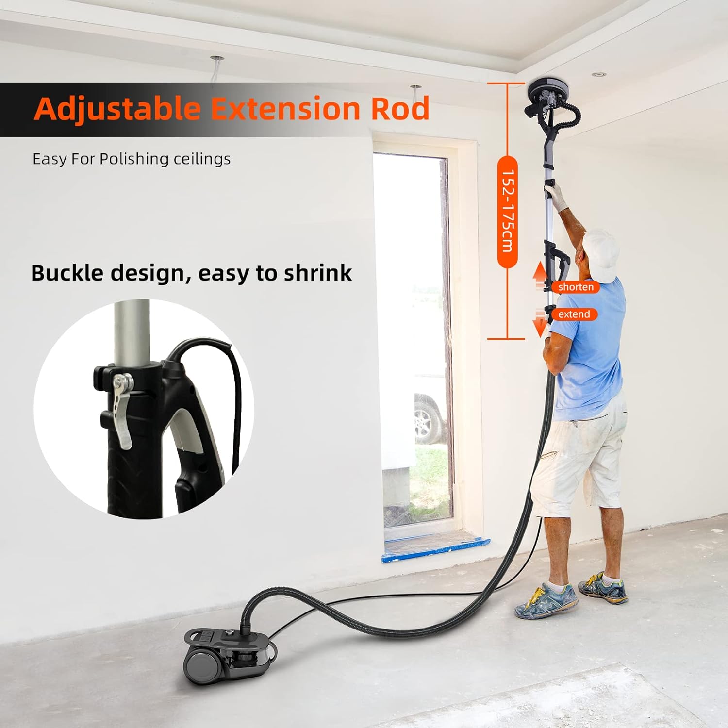 towallmark Drywall Sander,  750W Electric Drywall Sander 7 Variable Speed 900-1800 RPM Sander with LED Light, 14 Pcs Sanding discs, Extend