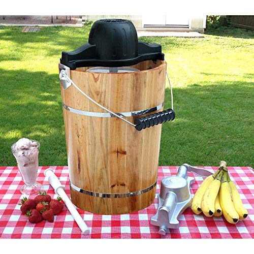 AMERIHOME ICM6C 6-Quart Old Fashion Ice Cream Maker,Brown