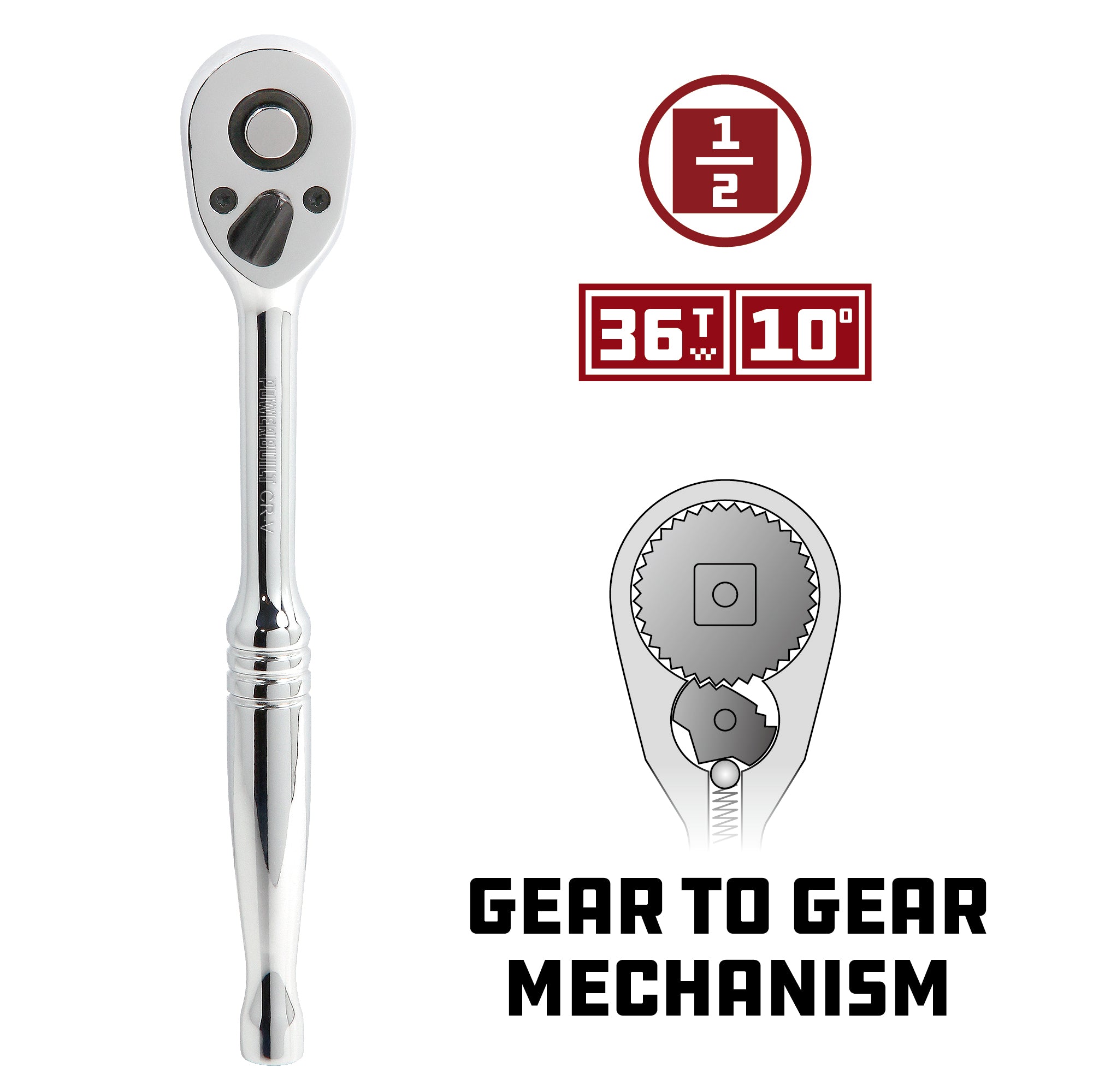 Powerbuilt 1/2 Inch Drive 36 Tooth Quick-Release Ratchet - 642509