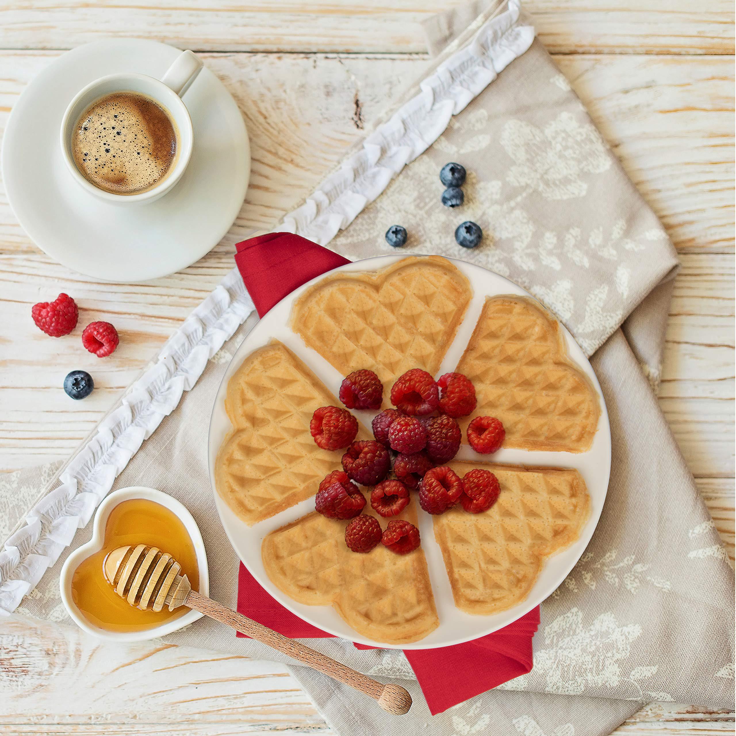 Cucina Pro heart waffle maker - makes 5 heart-shaped waffles - non-stick baker for easy cleanup, electric waffler griddle iron w adjusta