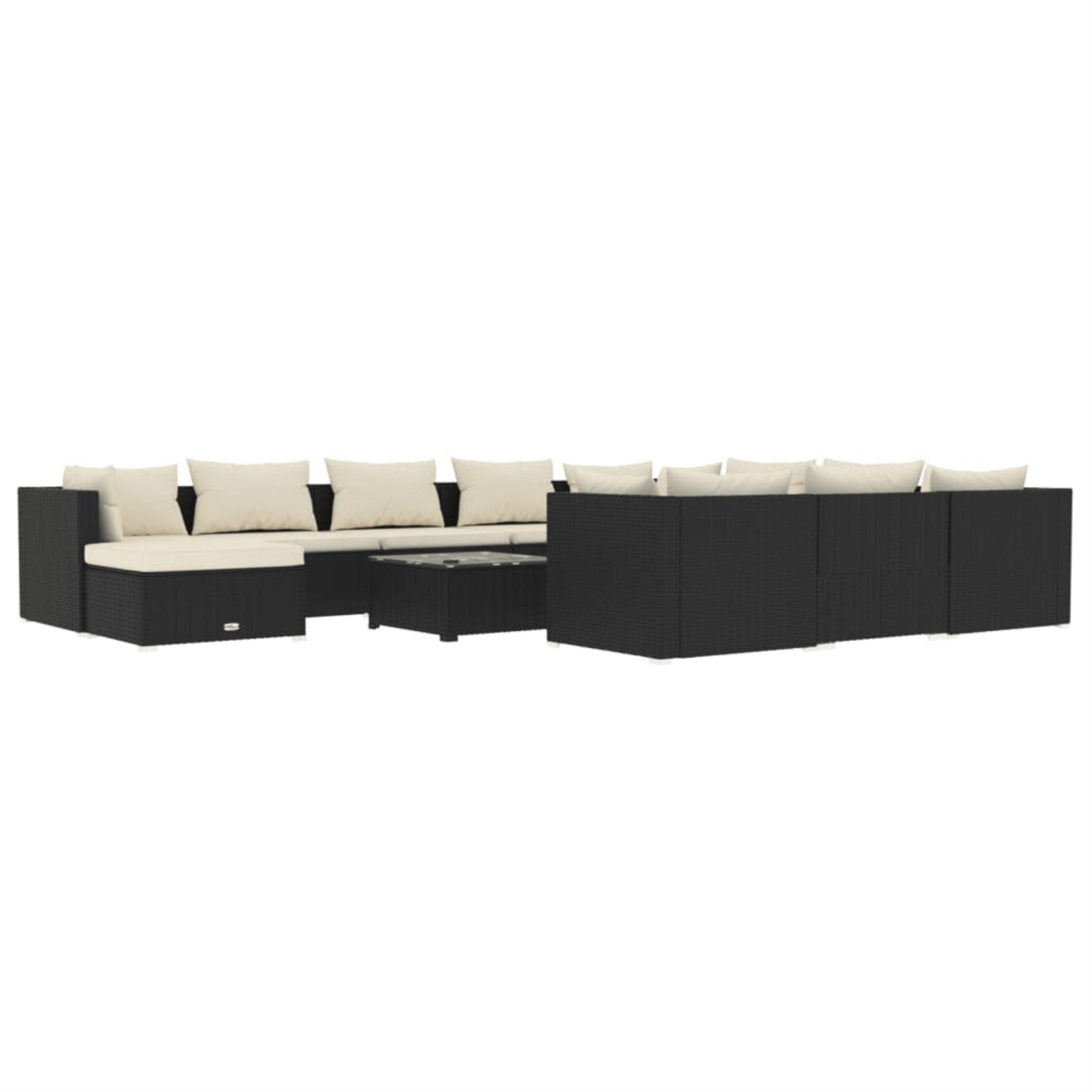 vidaXL 12 Piece Garden Lounge Set with Cushions Poly Rattan Black Black
