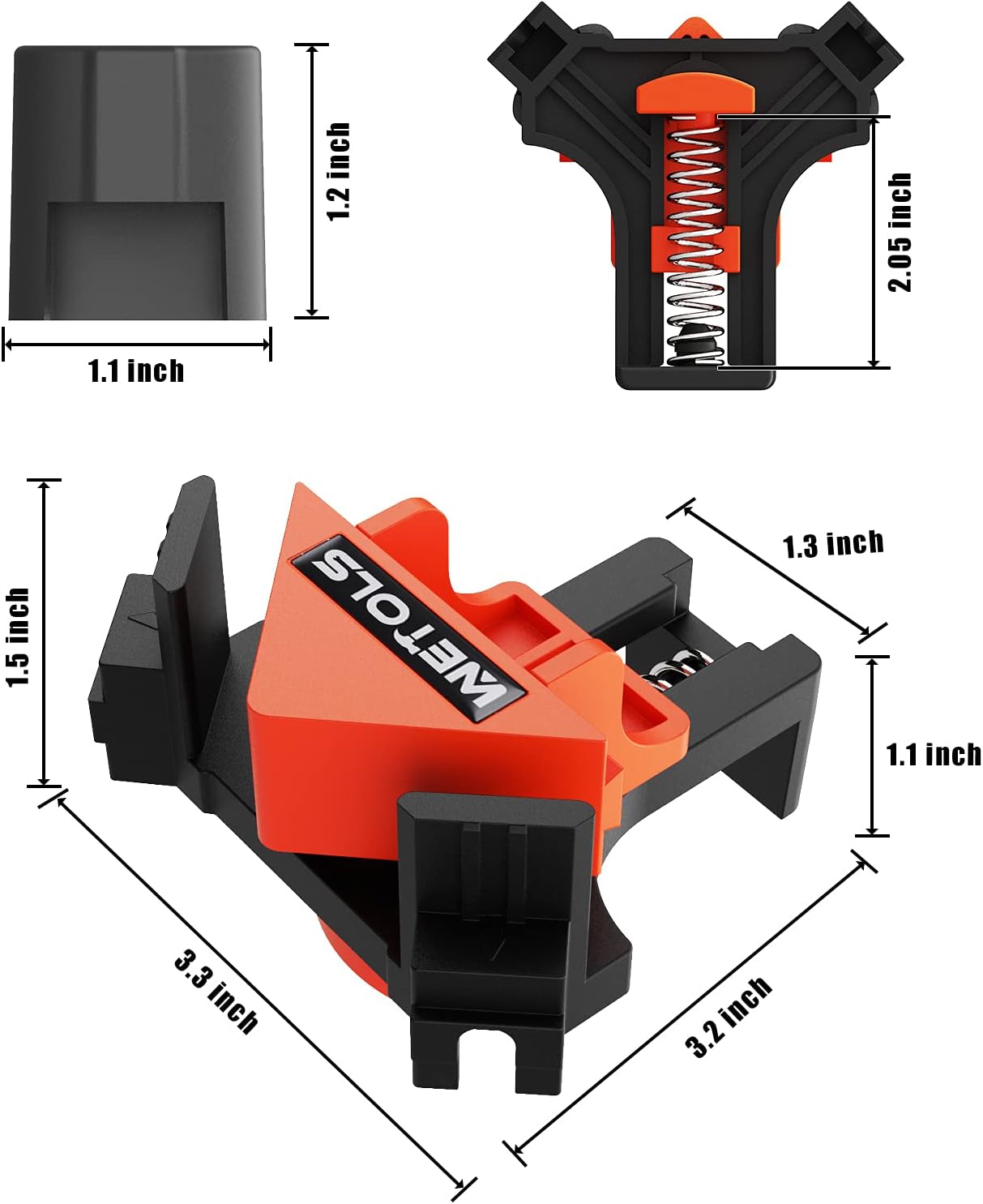 WETOLS 90 Degree Corner Clamps for Woodworking, 4pcs Fast Adjustable Quick Spring Loaded Woodworking Clamps, Christmas Gifts Stocking