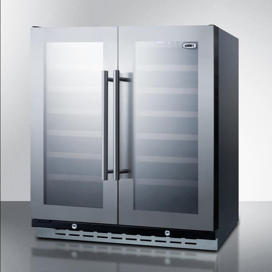 Summit SWC39966B 399 Built-In Undercounter Dual Zone Wine Cooler with 66 Bottle Capacity  in Stainless Steel