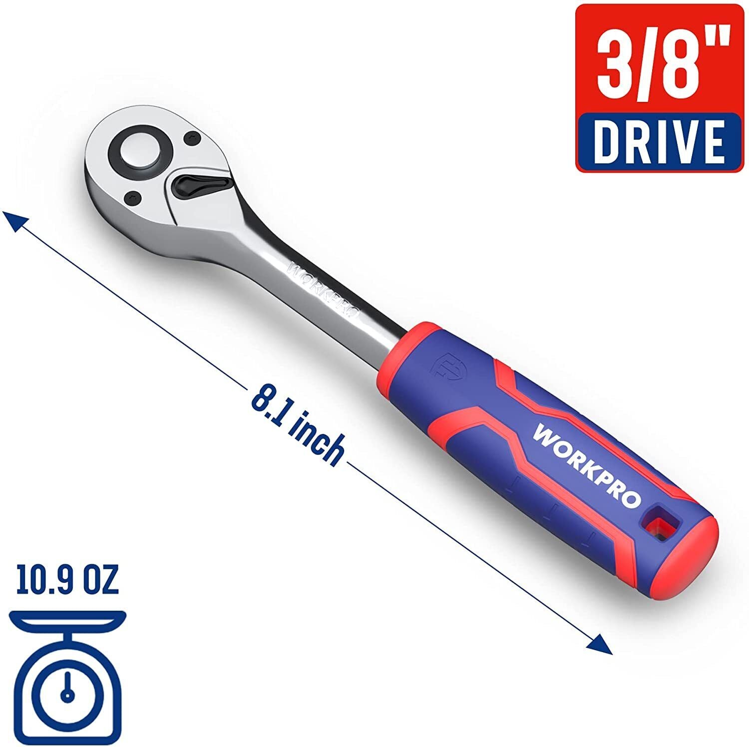 GCP Products 3/8 Drive Ratchet Wrench Quick-Release 72-Tooth 3/8 Drive Ratchet Handle