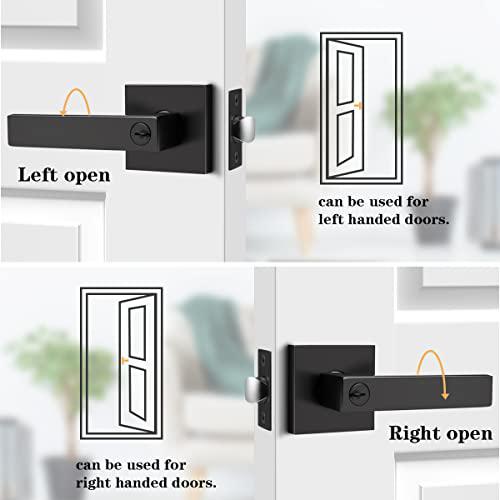 probrico (2 pack) black entry knob combo pack keyed alike, heavy duty entrance door lever, exterior lockset contemporary styl
