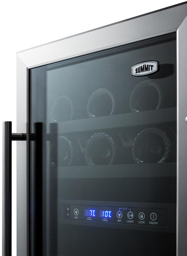 Summit SWC182ZADA 18 ADA Compliant Dual Zone Built-In/Freestanding Wine Cellar with 28 Bottle Capacity  Lock  Digital Thermostat