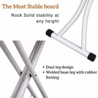 Xabitat Deluxe Ironing Board with Wall Mount Storage, Storage Tray for Finished Clothes, Wire Rack for Hanging - Grey / Blue