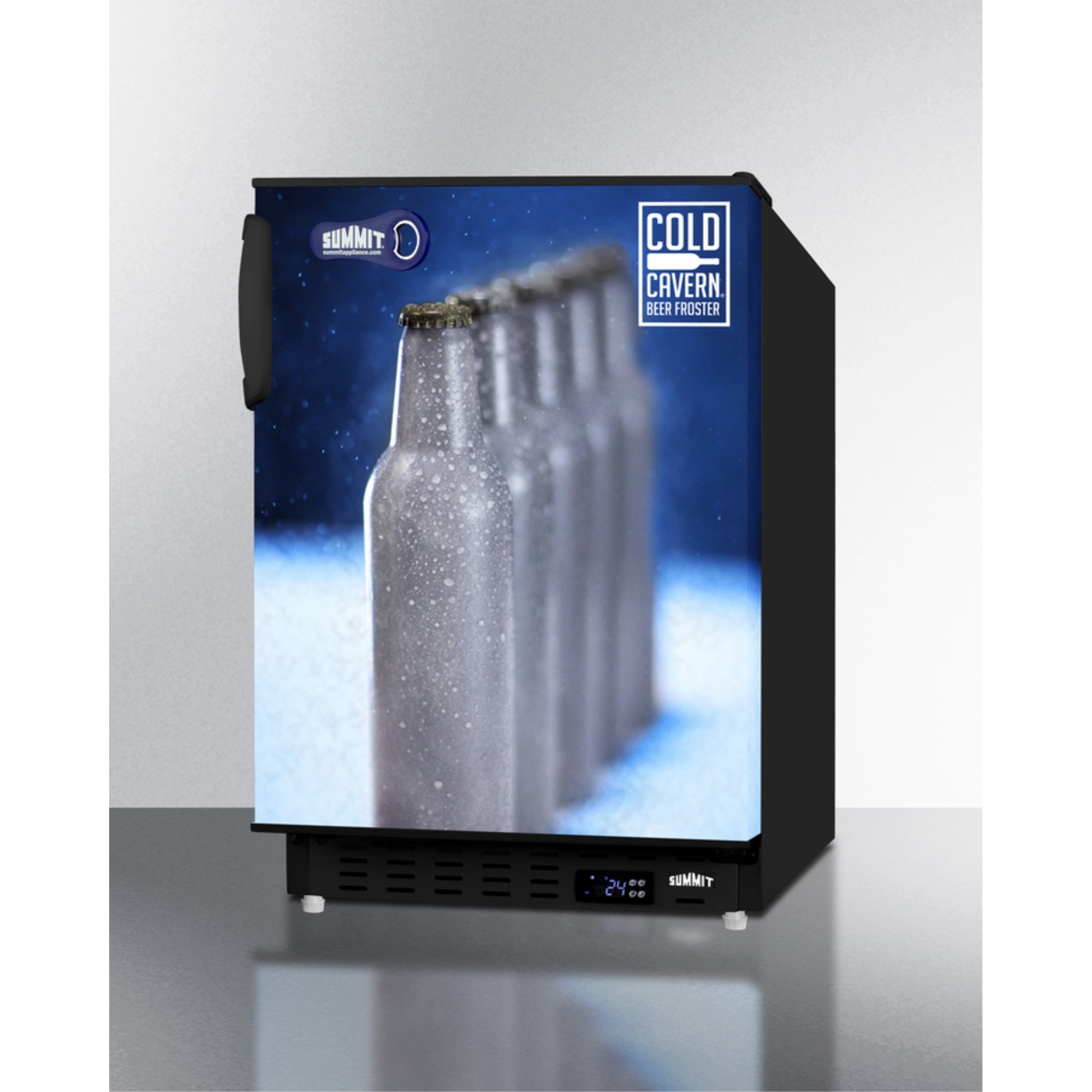 Summit Undercounter beer froster in black with ColdCavern decal