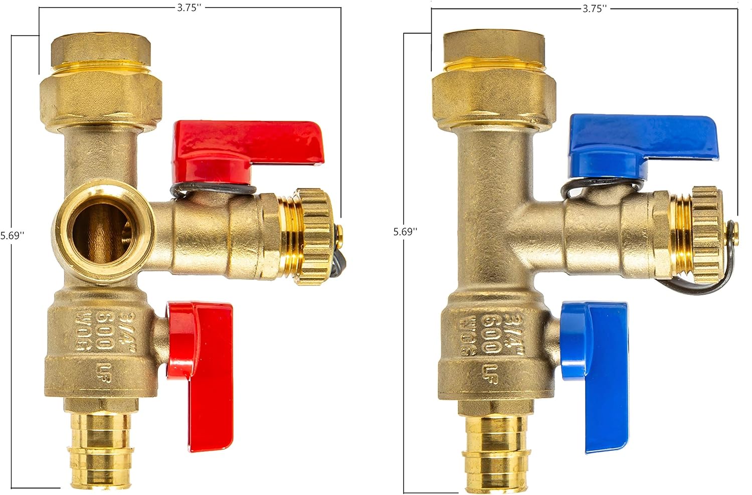 Libra Supply Lead Free 3/4 inch Expansion PEX Tankless Water Heater Isolation Valve Kit(Not Crimp PEX), with Pressure Relief Valve, FNPT x E