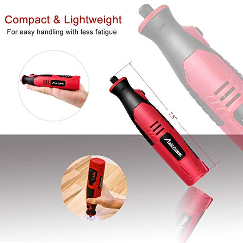 AVID POWER Cordless Rotary Tool with 2.0 Ah 8V Li-ion Battery, 5-Speed, 4 Front LED Lights and 60pcs Accessories Kit for Carving