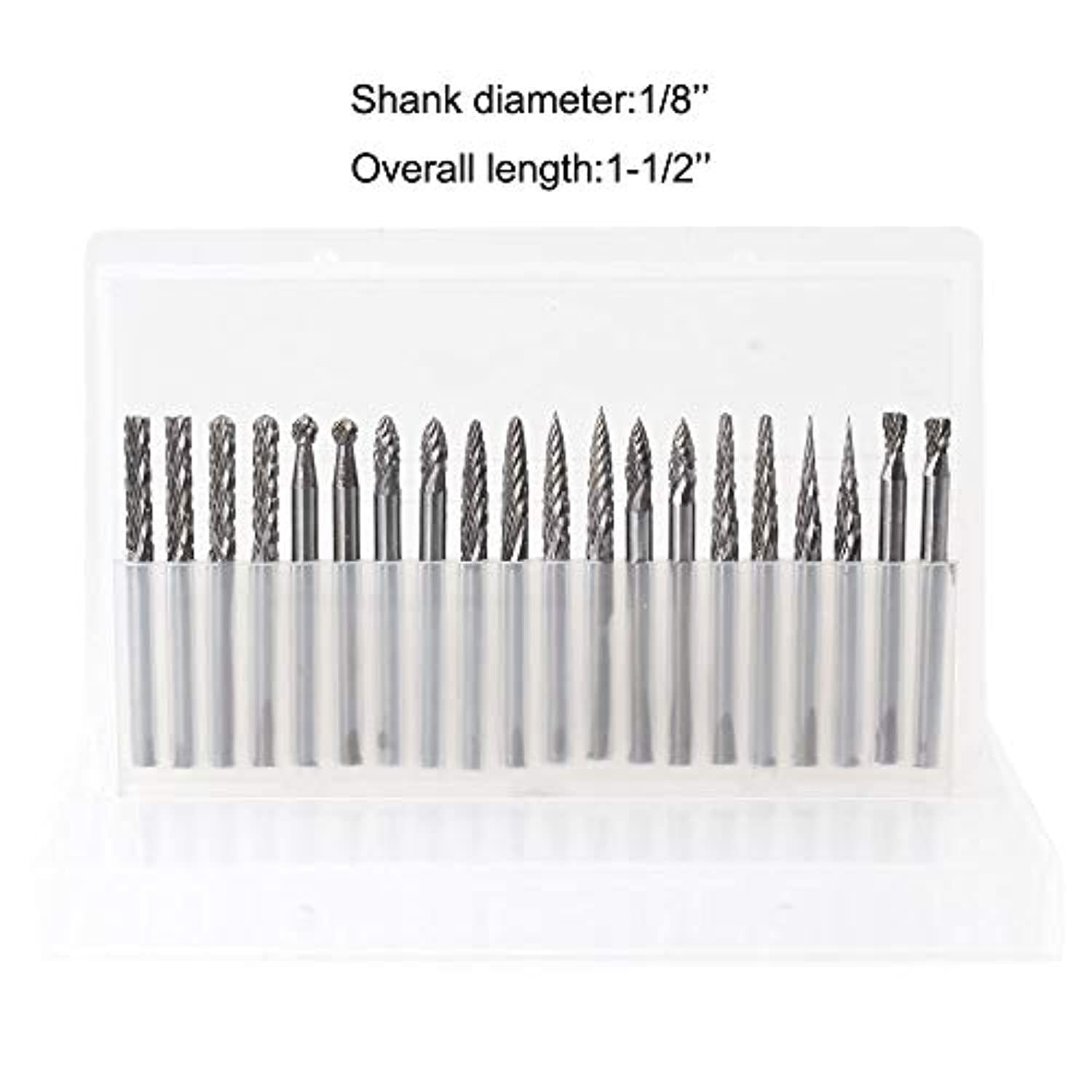Jestuous carbide burrs set jestuous 1/8 shank diameter double cut tungsten carbide burs rotary file carving grinding bit for die grind