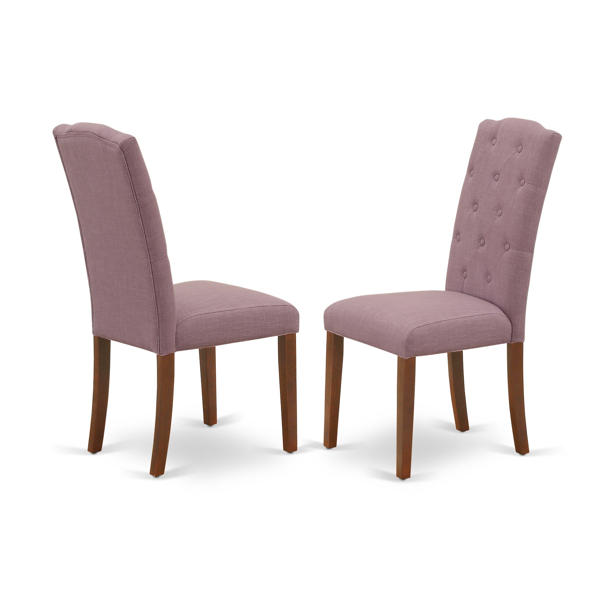 East West Furniture NOCE3-MAH-10 3Pc Dinette Set Includes a Rectangular Kitchen Table with Butterfly Leaf and Two Parson Chairs with Dahlia Fabr