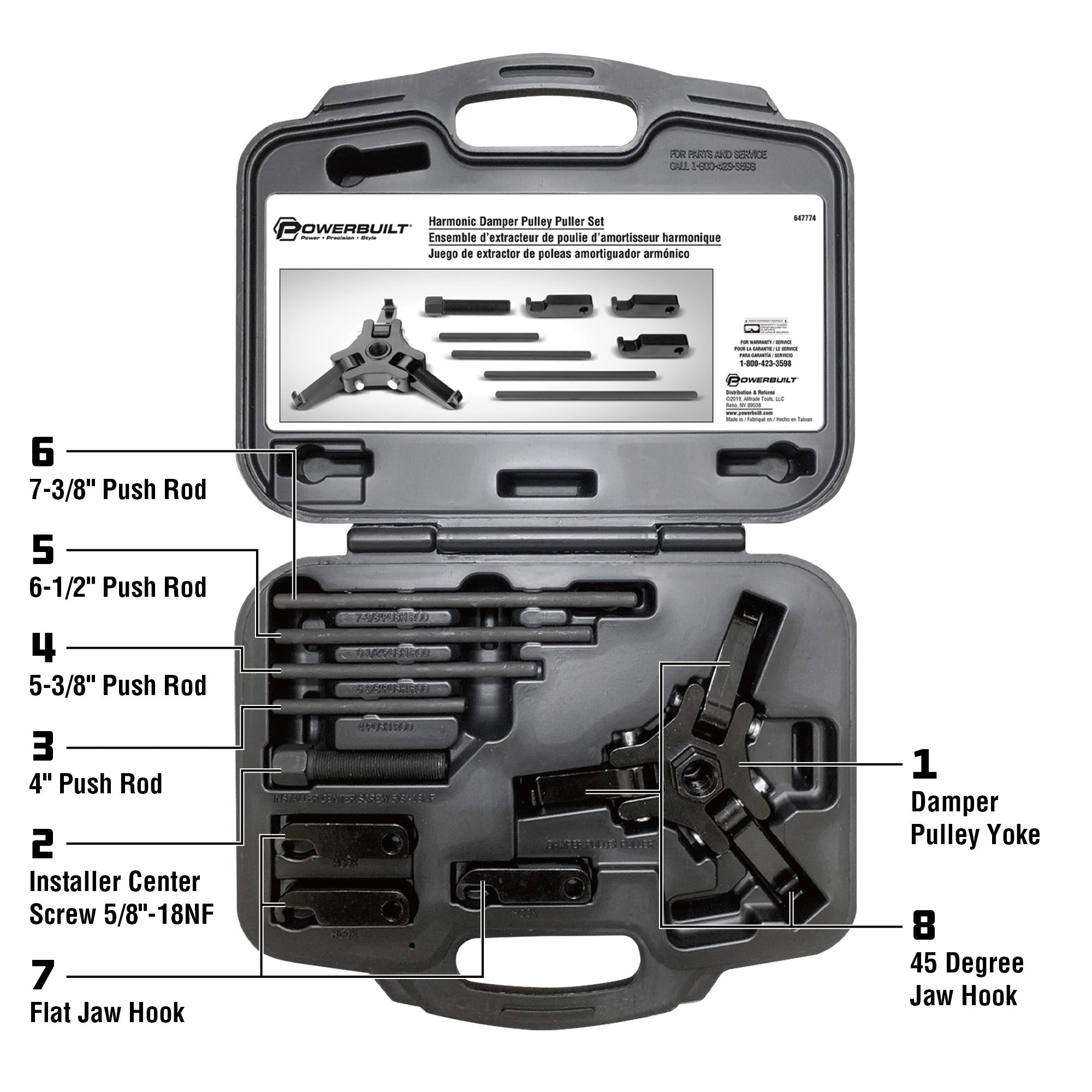 Powerbuilt Harmonic Damper Pulley Puller Kit - 647774