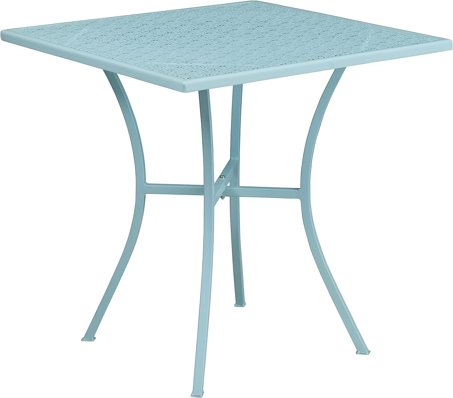 Flash Furniture 28&s;&s; Square Sky Blue Indoor-Outdoor Steel Patio Table Set with 4 Square Back Chairs - CO-28SQ-02CHR4-SKY-GG
