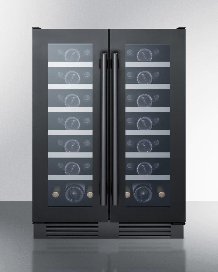 Summit SWC24GKS 24 Dual Zone Wine Cellar with 5.2 cu. ft. or 42 Bottle Capacity  Digital Thermostat  Stainless Steel Trimmed Woo