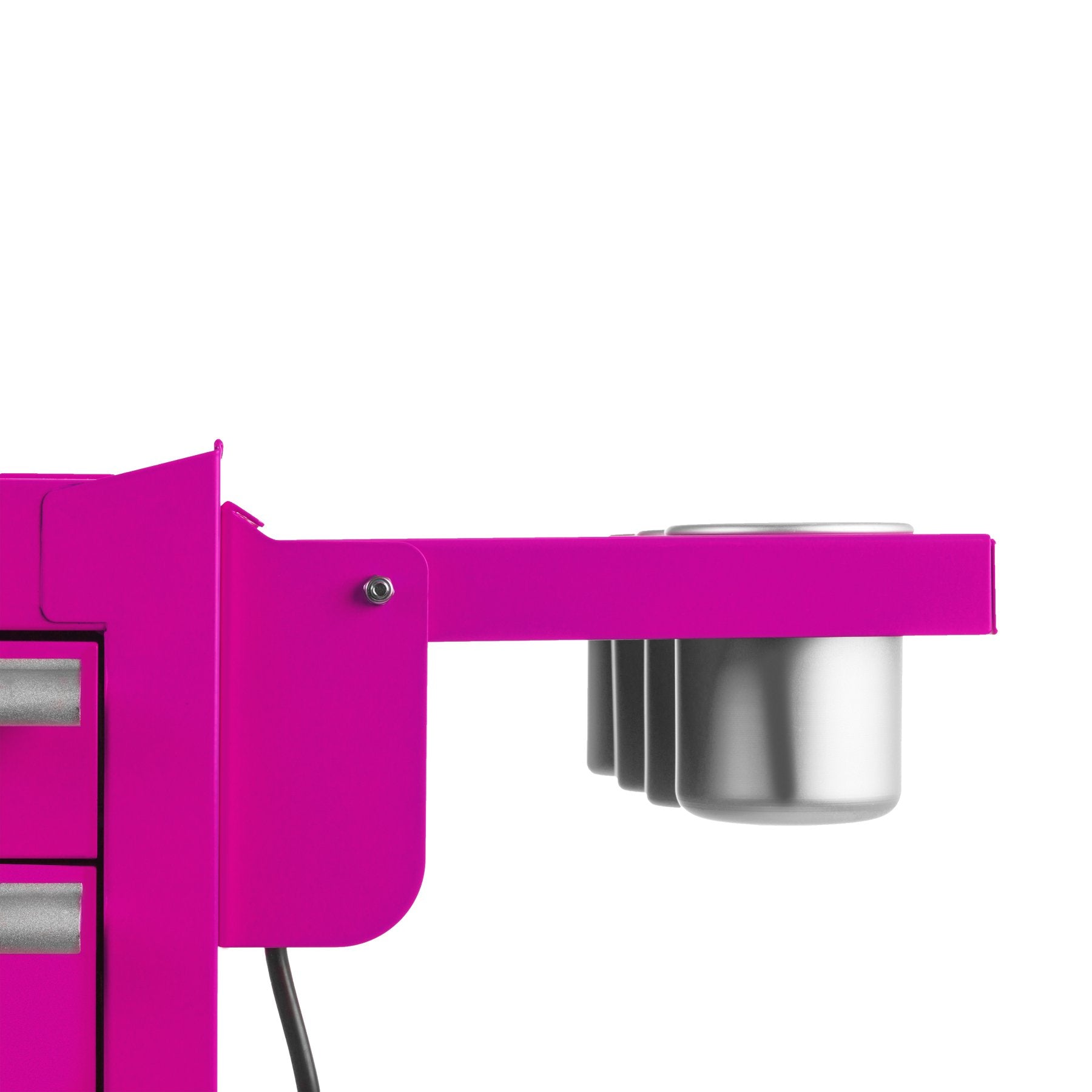 The Original Pink Box PB2PS 18G Steel Folding Side Shelf With Power Strip With Usb Pink