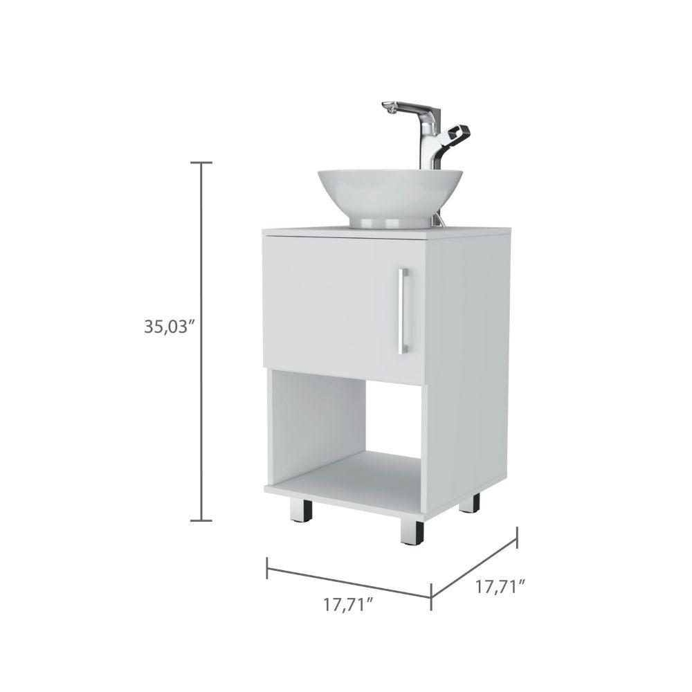 DEPOT E -SHOP DEPOT E-SHOP Pittsburgh Single Bathroom Vanity, One Open Shelf, One-Door Cabinet, Four Legs-White, For Bathroom