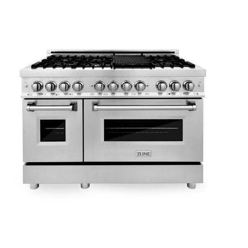 Zline Kitchen and Bath RA48 48 Stainless Steel Natural Gas Dual Fuel Range