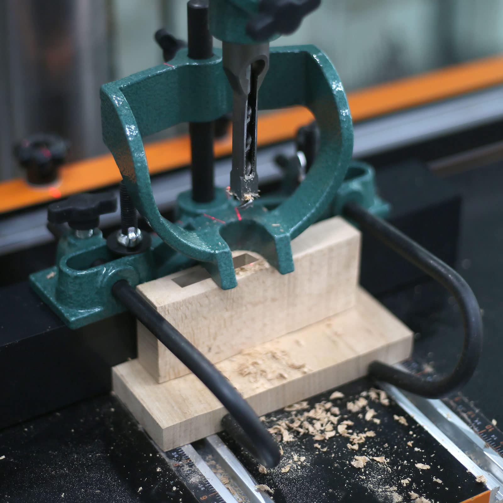 fjl force mortising machine, tenon tools mortising attachment for drill press and woodworking mortise, bench drill locator se
