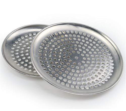 dunru 2 pcs pizza pans with holes 10inch 12inch non-stick round pizza baking tray plate bakery pizza tools oven outdoor metal oven